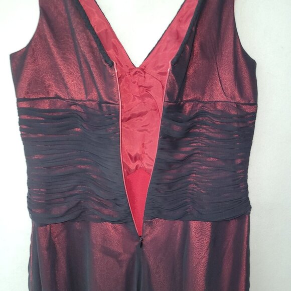 Adrianna‎ Papell Dress Women10P Black Red Sheer Overlay Gothic Romantic Party - Picture 7 of 13